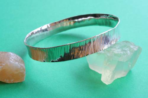 Handmade Sterling Silver Hammered Bangle full size image