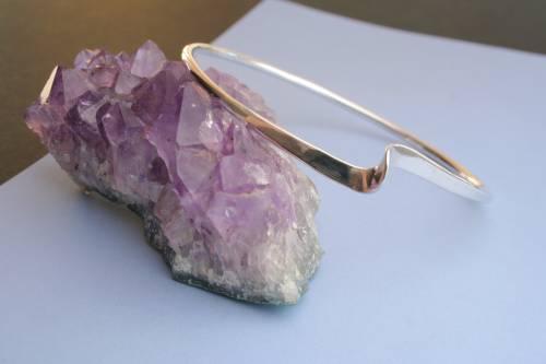 Handmade Wave Sterling Silver Bangle full size image