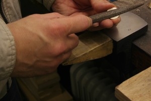 filing off the remnants of the sprue